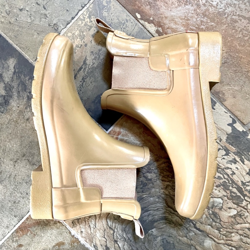 Hunter•Chelsea”Refined”Rubber Rain Boots•US 7•Retired Khaki•Slip-On•Gently Loved - Picture 10 of 14